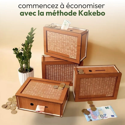 Tirelire en bois avec objectif d'épargne